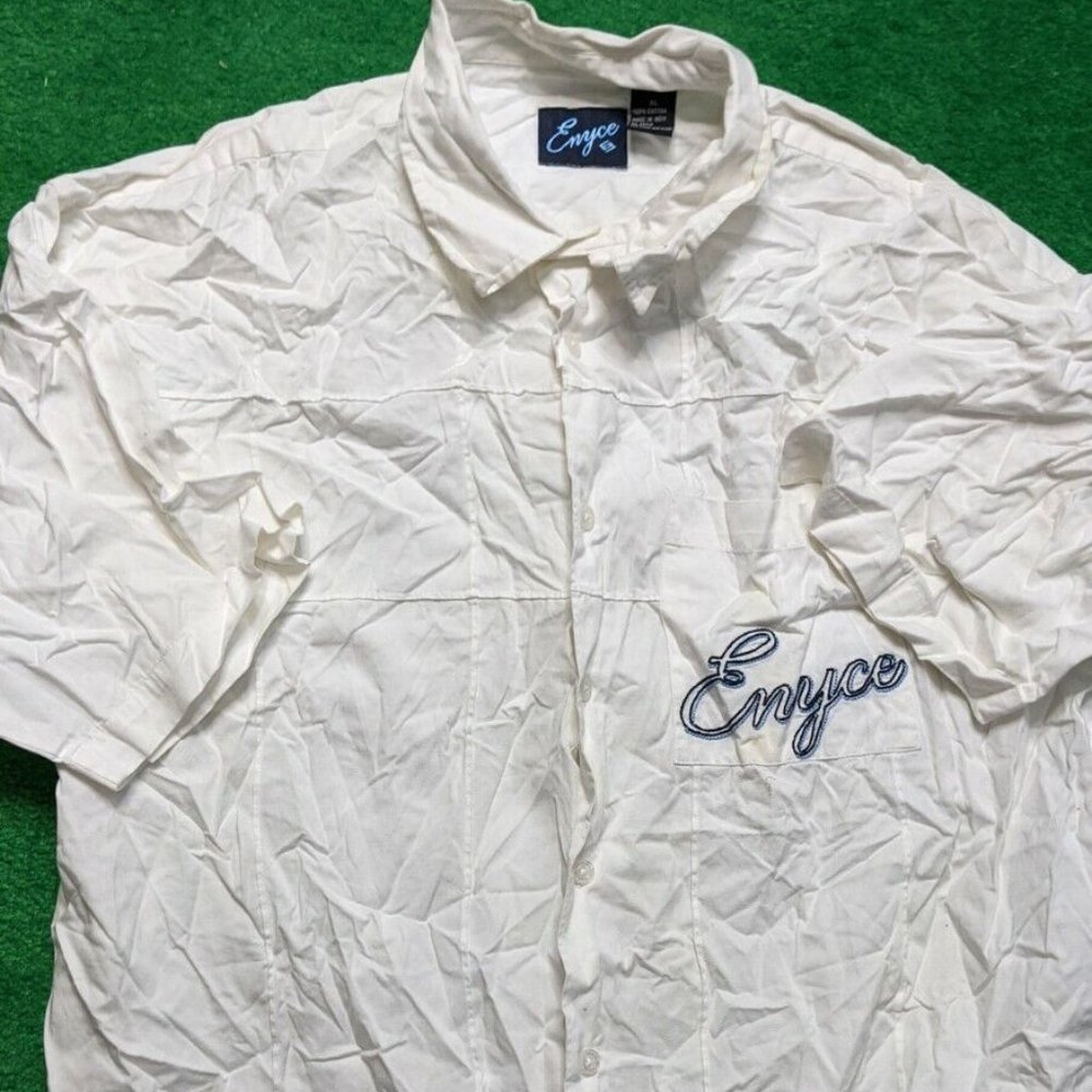 Enyce Short Sleeve Button Up Vintage Street wear XL White